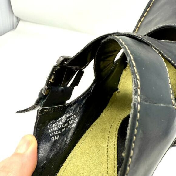 Vintage Y2K What's What Square Toe Heeled Mules 9 Buckle, Moc Stitch New In Box! - Picture 5 of 6